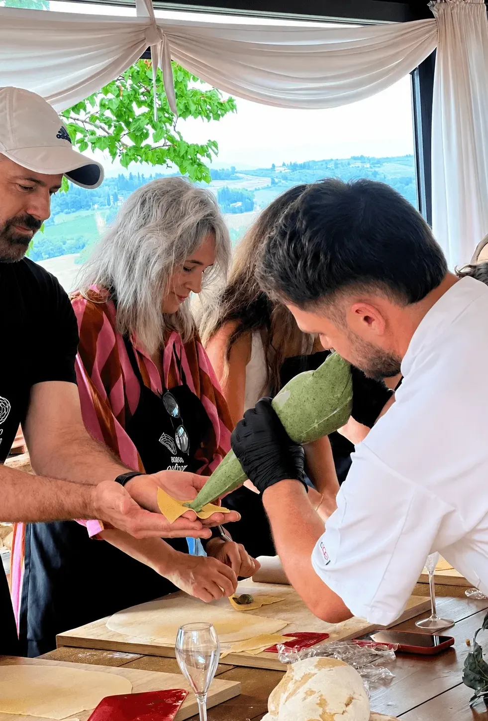 Our Florentine kitchen, where we stream the live online pasta making classes